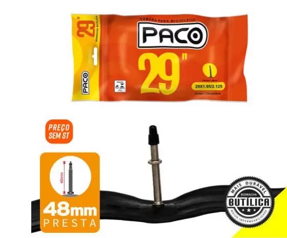 Câmara 29x1.95 Válvula Presta Paco