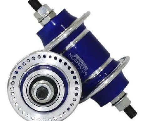 Cubo Dianteiro/Traseiro Alumínio Rolamento 72 Furos Azul Gallic/NIL