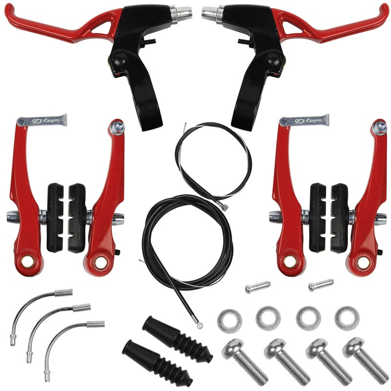 Freio V-Brake Alumínio com Manete Vermelho Logan
