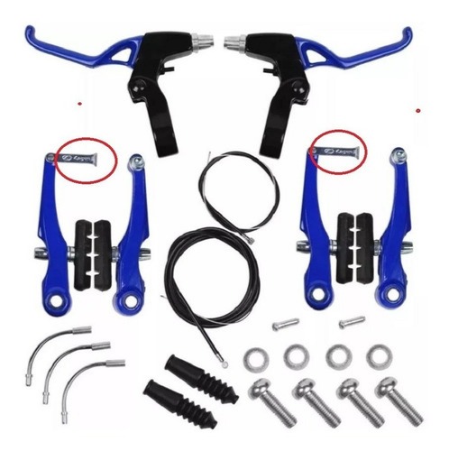 Freio V-Brake Alumínio com Manete Azul Logan