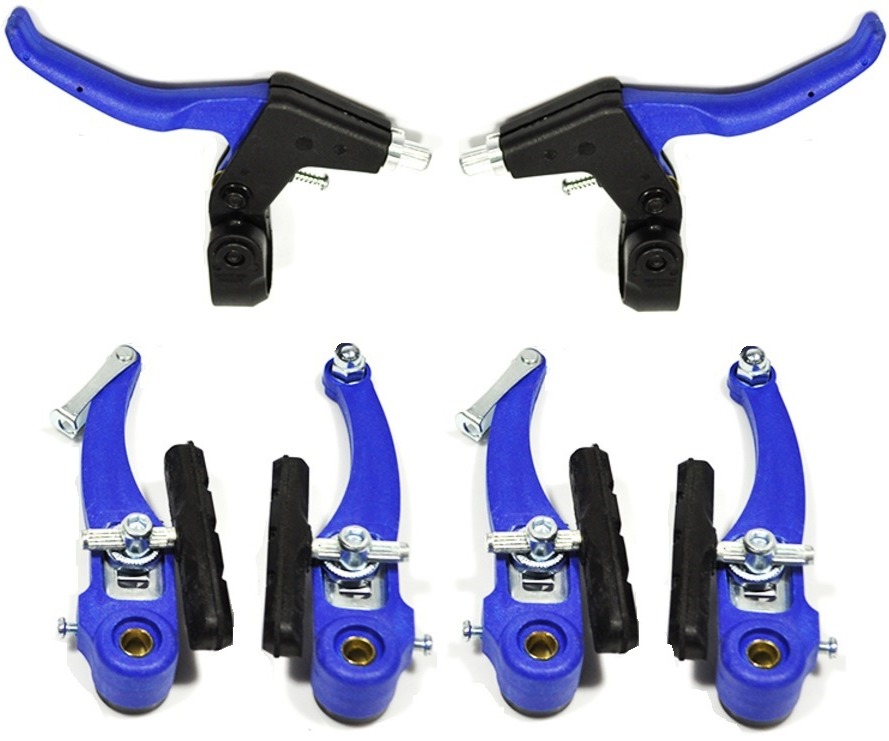 Freio V-Brake Ferro com Manete Azul Importação