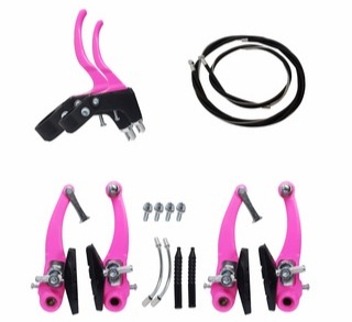 Freio V-Brake Ferro com Manete Rosa Importação