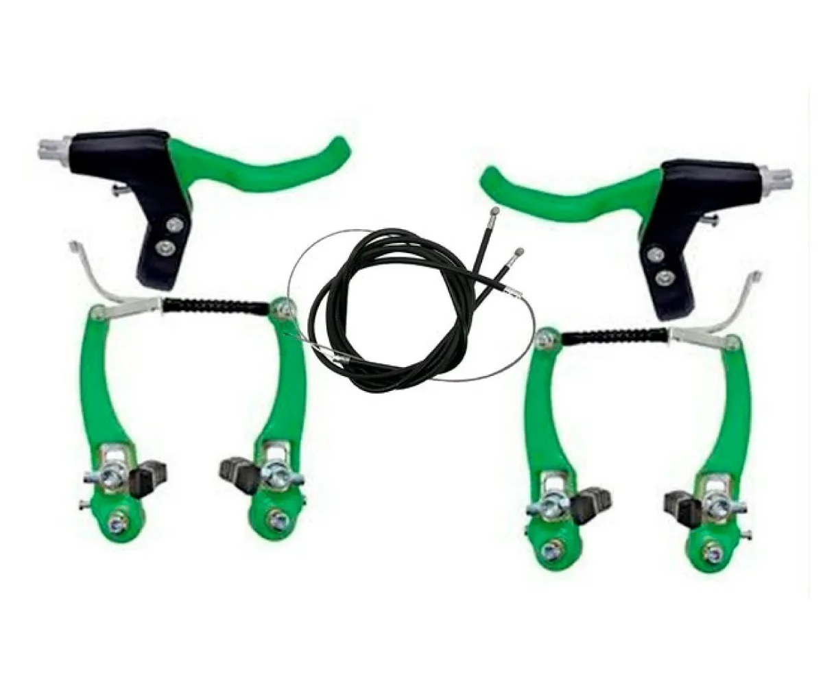 Freio V-Brake Ferro com Manete Verde Import - C2