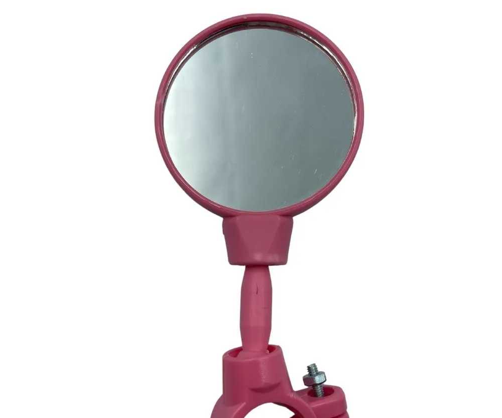 Espelho Retrovisor Pequeno Infantil Haste Curta Rosa. Allkar